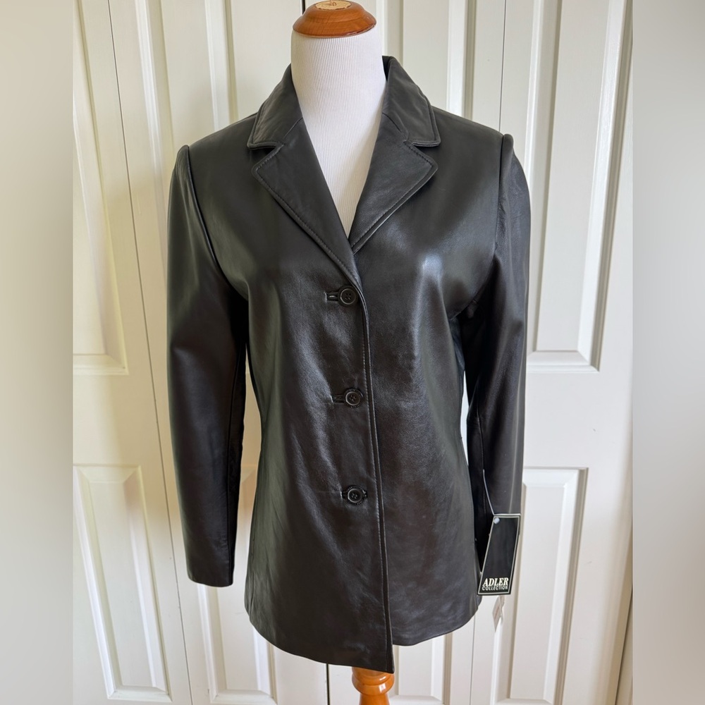 ADLER Collection Women Black Leather Jacket M NWT